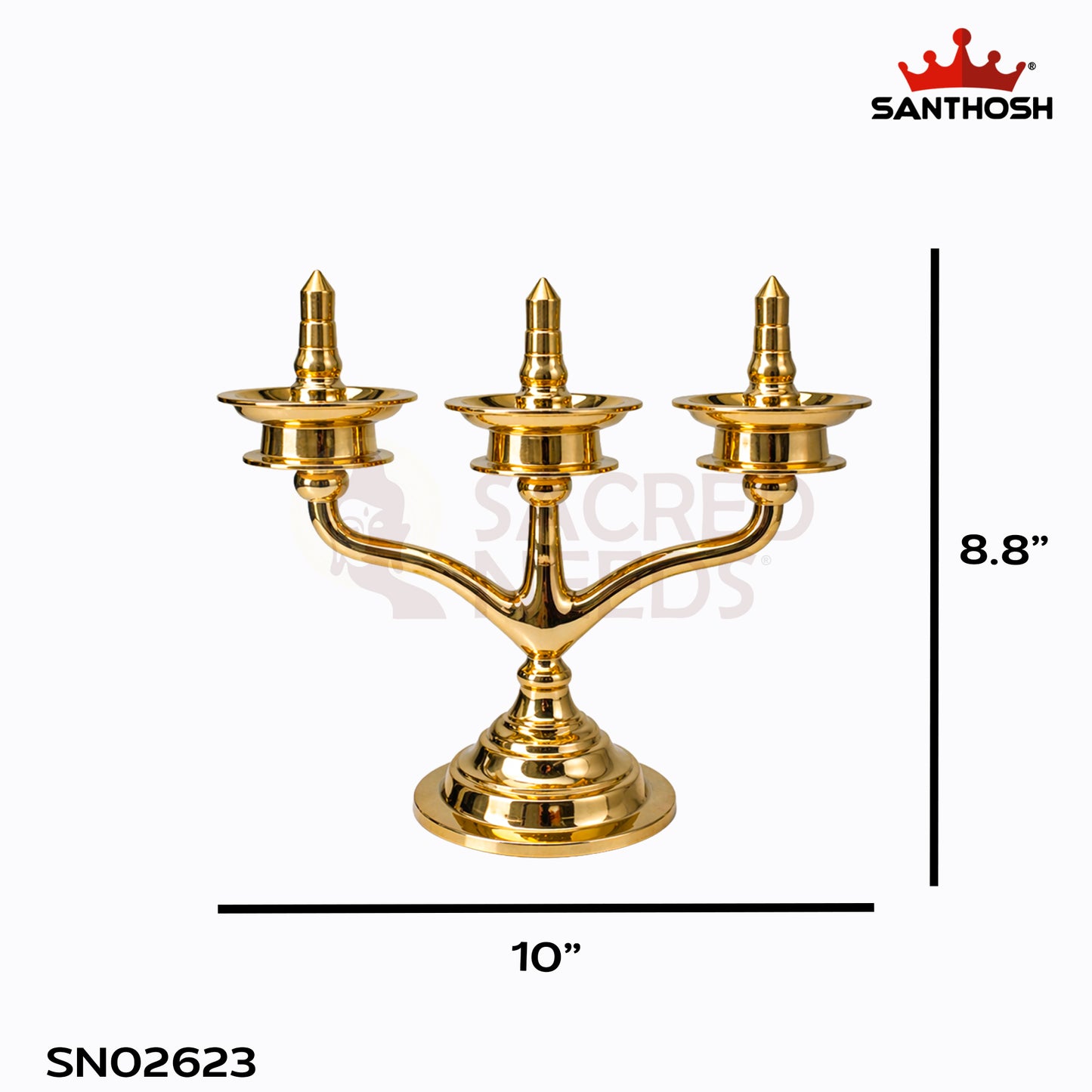 Sacred Needs Brass Kerala Jhad Vilakku (Kavara Vilakku) – 8.8 Inch (22.4 cm) Height | Traditional Hanging Oil Lamp for Pooja & Temple
