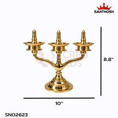 Sacred Needs Brass Kerala Jhad Vilakku (Kavara Vilakku) – 8.8 Inch (22.4 cm) Height | Traditional Hanging Oil Lamp for Pooja & Temple