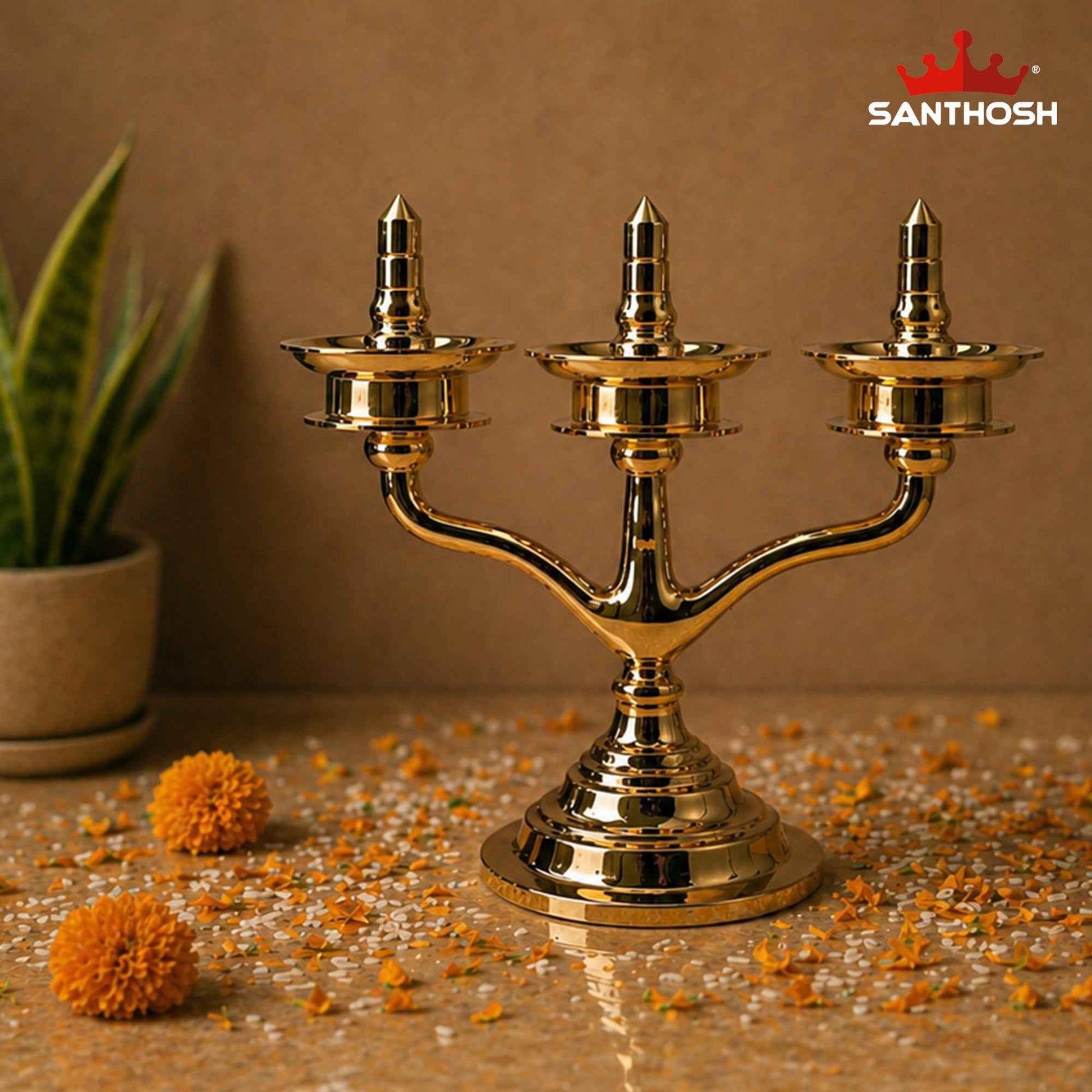 Sacred Needs Brass Kerala Jhad Vilakku – 9.5 Inch (24.1 cm) Height | Traditional Hanging Brass Oil Lamp for Pooja & Festivals