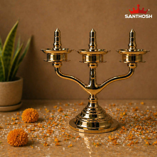 Sacred Needs Brass Kerala Jhad Vilakku – 9.5 Inch (24.1 cm) Height | Traditional Hanging Brass Oil Lamp for Pooja & Festivals