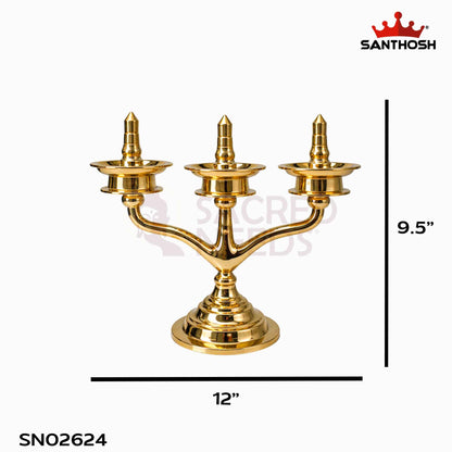 Sacred Needs Brass Kerala Jhad Vilakku – 9.5 Inch (24.1 cm) Height | Traditional Hanging Brass Oil Lamp for Pooja & Festivals