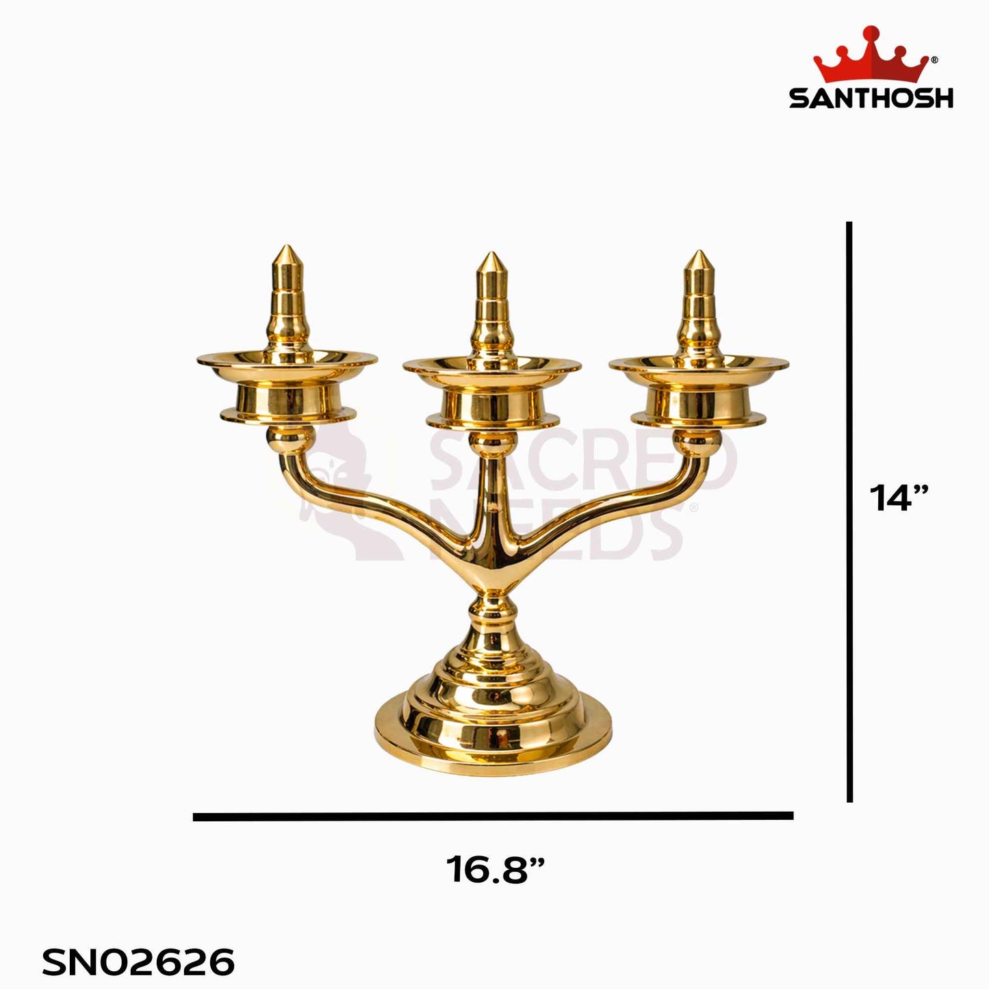 Sacred Needs Brass Kerala Jhad Vilakku – 14 Inch (35.6 cm) Height | Traditional Hanging Brass Oil Lamp for Temple & Festive Lighting