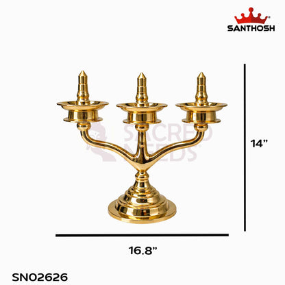 Sacred Needs Brass Kerala Jhad Vilakku – 14 Inch (35.6 cm) Height | Traditional Hanging Brass Oil Lamp for Temple & Festive Lighting