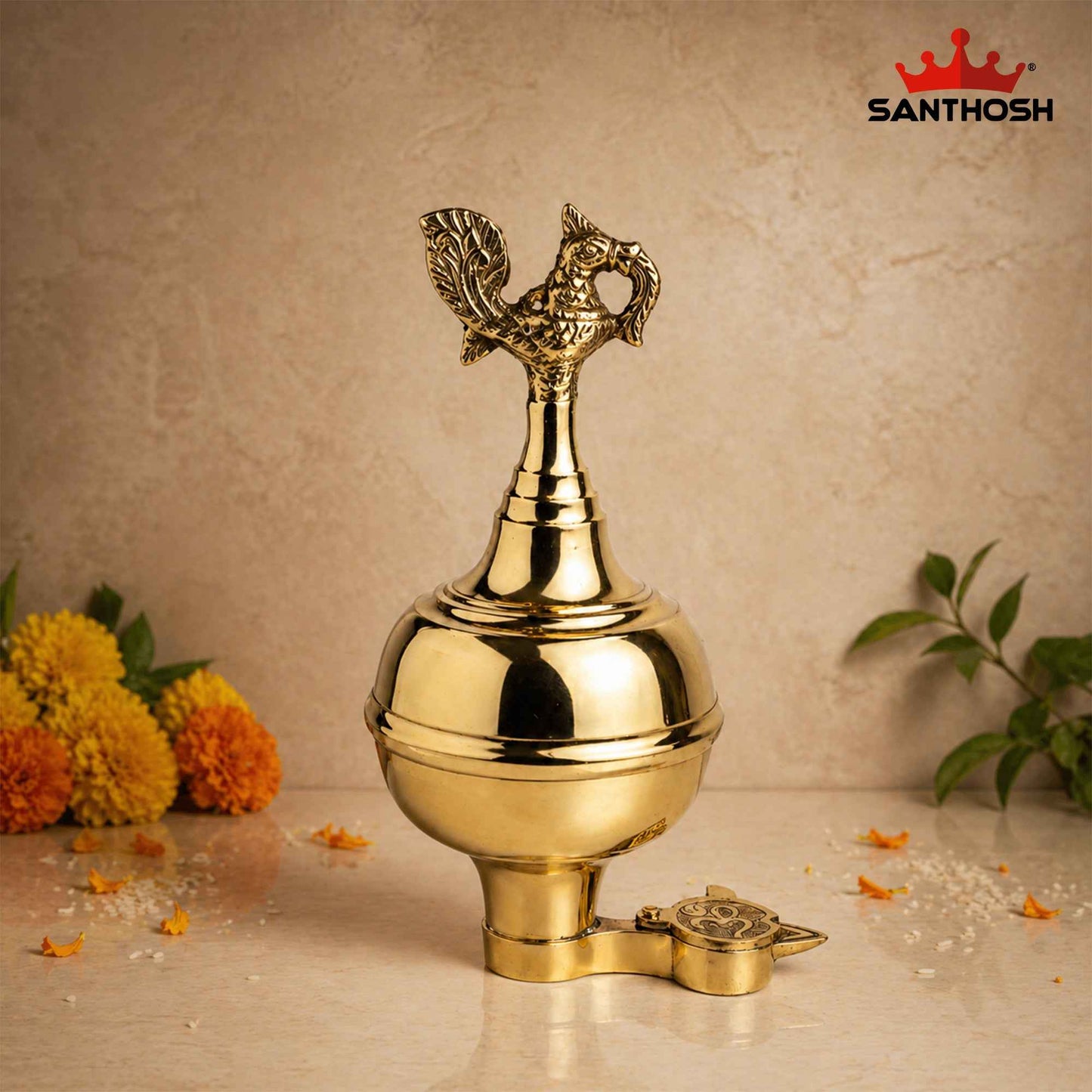 Sacred Needs Brass Toonga Vilakku – 10.7 Inch (27.2 cm) Height | Traditional Hanging Brass Lamp for Temple & Home Pooja