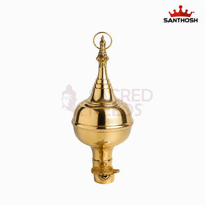 Sacred Needs Brass Toonga Vilakku – 10.7 Inch (27.2 cm) Height | Traditional Hanging Brass Lamp for Temple & Home Pooja