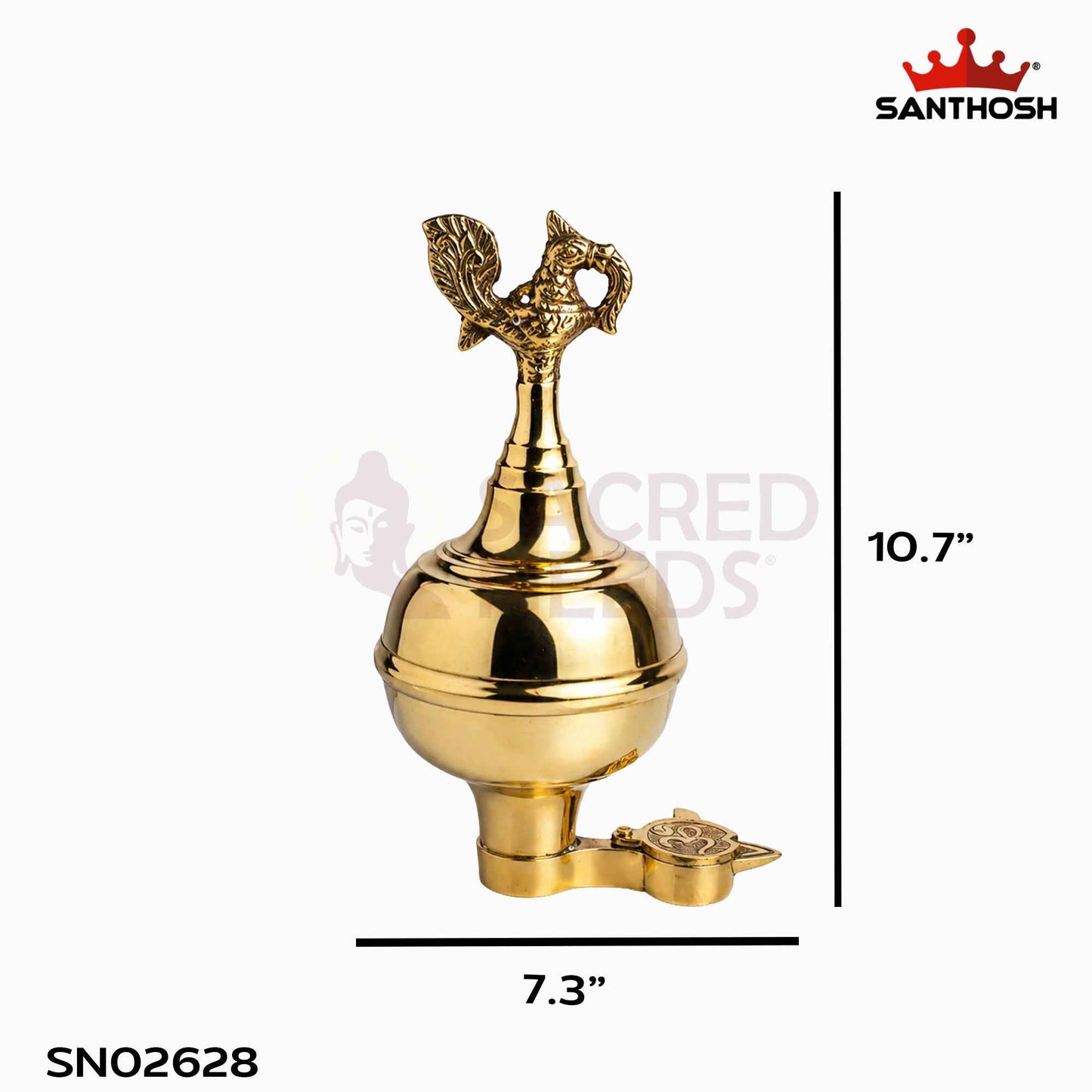 Sacred Needs Brass Toonga Vilakku – 10.7 Inch (27.2 cm) Height | Traditional Hanging Brass Lamp for Temple & Home Pooja