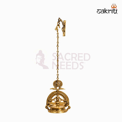Sacred Needs Brass Gajalakshmi Hanging Lamp – 39 Inch (99.1 cm) Height | Traditional Hanging Deepam for Temple, Pooja Room & Festive Décor