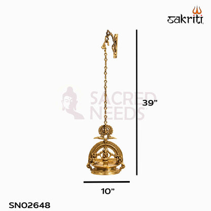 Sacred Needs Brass Gajalakshmi Hanging Lamp – 39 Inch (99.1 cm) Height | Traditional Hanging Deepam for Temple, Pooja Room & Festive Décor