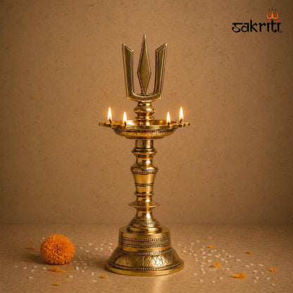 Sacred Needs Brass Namam Lamp – 12 Inch (30.5 cm) Height | Traditional Namam Deepam for Temple, Pooja & Spiritual Décor