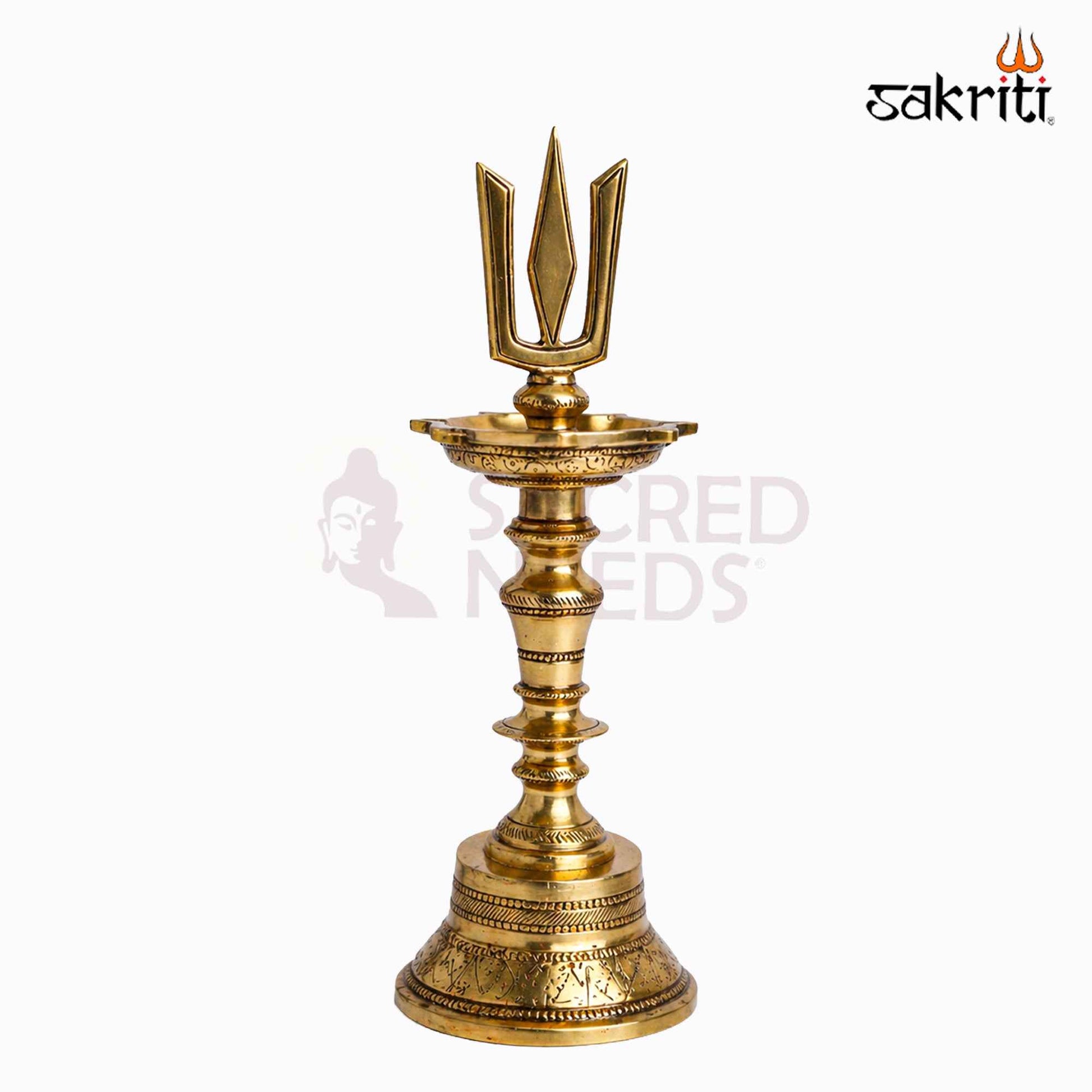 Sacred Needs Brass Namam Lamp – 12 Inch (30.5 cm) Height | Traditional Namam Deepam for Temple, Pooja & Spiritual Décor