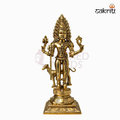 Sacred Needs Brass Bhairavar Idol – 18.3 Inch (46.5 cm) Height | Lord Kala Bhairava Brass Statue for Temple, Pooja Room & Spiritual Worship