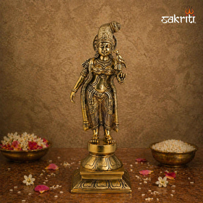Sacred Needs Brass Andal Idol – 16.5 Inch (41.9 cm) Height | Goddess Andal Brass Statue for Temple, Pooja Room & Devotional Décor