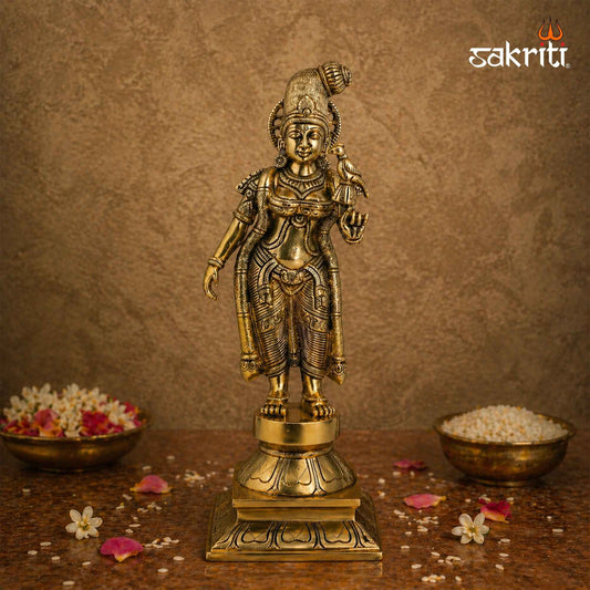 Sacred Needs Brass Andal Idol – 16.5 Inch (41.9 cm) Height | Goddess Andal Brass Statue for Temple, Pooja Room & Devotional Décor