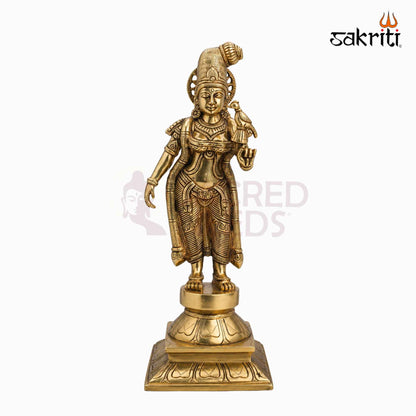 Sacred Needs Brass Andal Idol – 16.5 Inch (41.9 cm) Height | Goddess Andal Brass Statue for Temple, Pooja Room & Devotional Décor