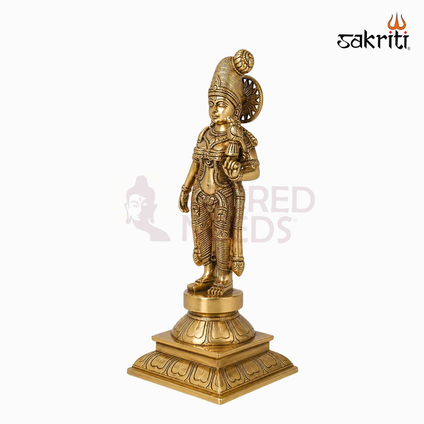 Sacred Needs Brass Andal Idol – 16.5 Inch (41.9 cm) Height | Goddess Andal Brass Statue for Temple, Pooja Room & Devotional Décor