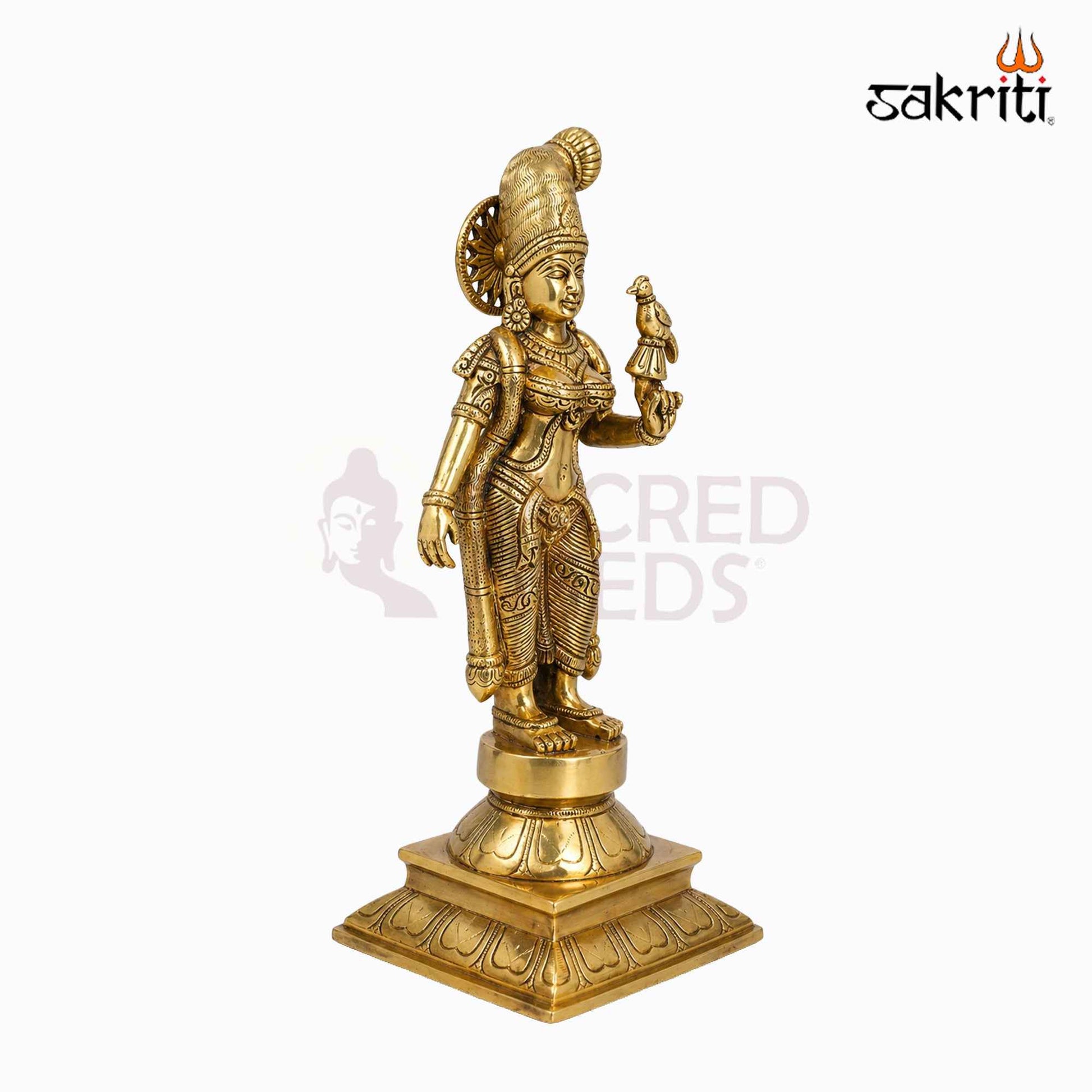 Sacred Needs Brass Andal Idol – 16.5 Inch (41.9 cm) Height | Goddess Andal Brass Statue for Temple, Pooja Room & Devotional Décor
