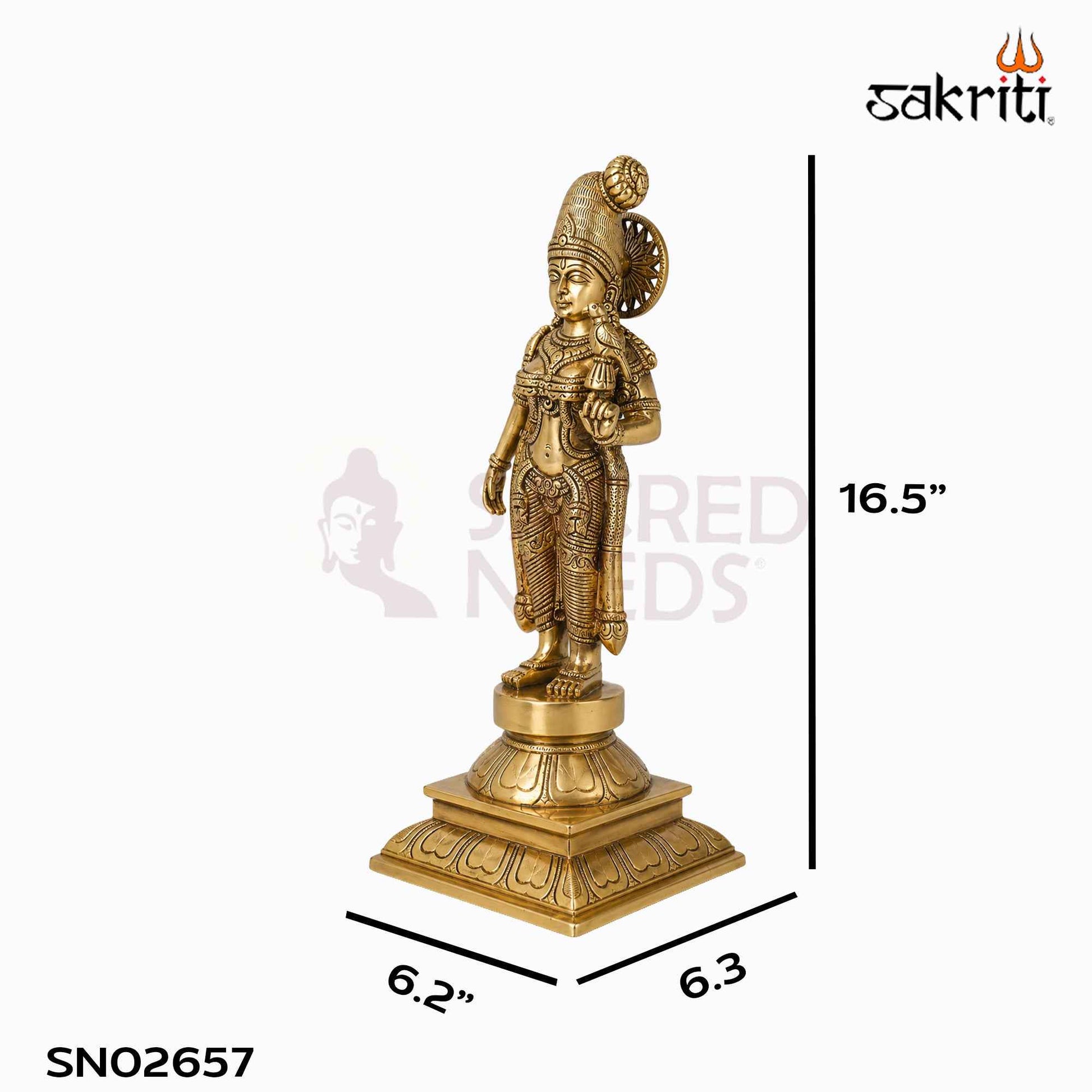 Sacred Needs Brass Andal Idol – 16.5 Inch (41.9 cm) Height | Goddess Andal Brass Statue for Temple, Pooja Room & Devotional Décor