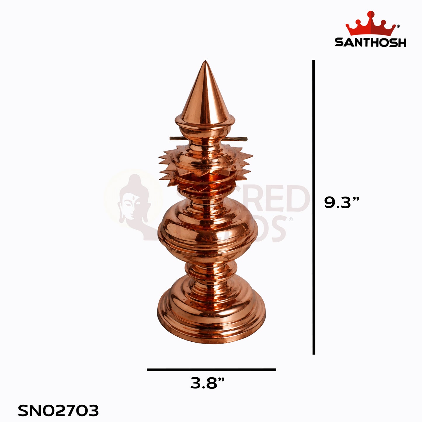 Sacred Needs Copper Gopura Kalasam – 9.3 Inch (23.6 cm) Height | Traditional Temple Kalash for Pooja, Temple Décor & Spiritual Rituals