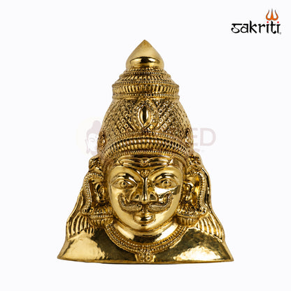 Sacred Needs Brass Karuppasamy Face Wall Mount – 9 Inch (22.9 cm) Height | Traditional Guardian Deity Face for Temple & Home Décor