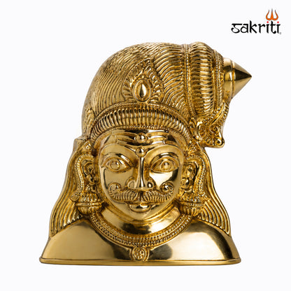 Sacred Needs Brass Maduraveeran Face Wall Mount – 8.4 Inch (21.3 cm) Height | Traditional Brass Guardian Face for Temple & Spiritual Décor