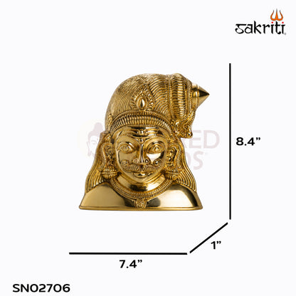 Sacred Needs Brass Maduraveeran Face Wall Mount – 8.4 Inch (21.3 cm) Height | Traditional Brass Guardian Face for Temple & Spiritual Décor