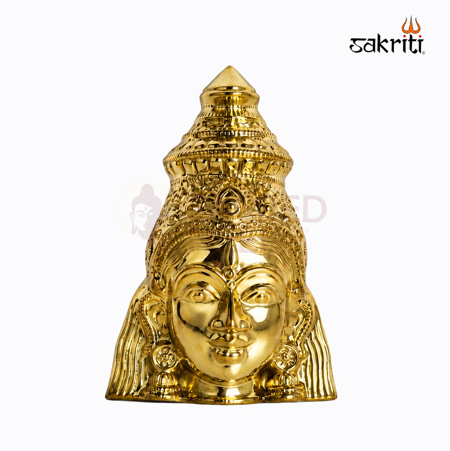 Sacred Needs Brass Lakshmi Face Wall Mount – 7.4 Inch (18.8 cm) Height | Decorative Goddess Lakshmi Face for Temple & Home Décor
