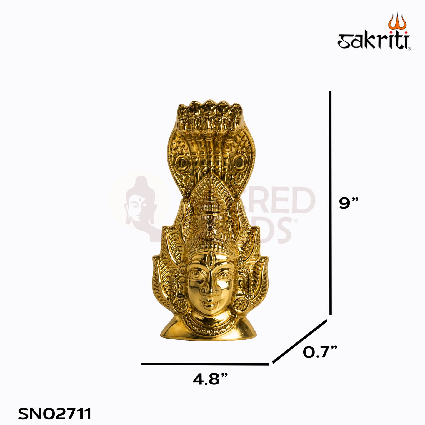 Sacred Needs Brass Karumari Amman Face Wall Mount – 9 Inch (22.9 cm) Height | Traditional Amman Face Wall Décor for Pooja & Temple