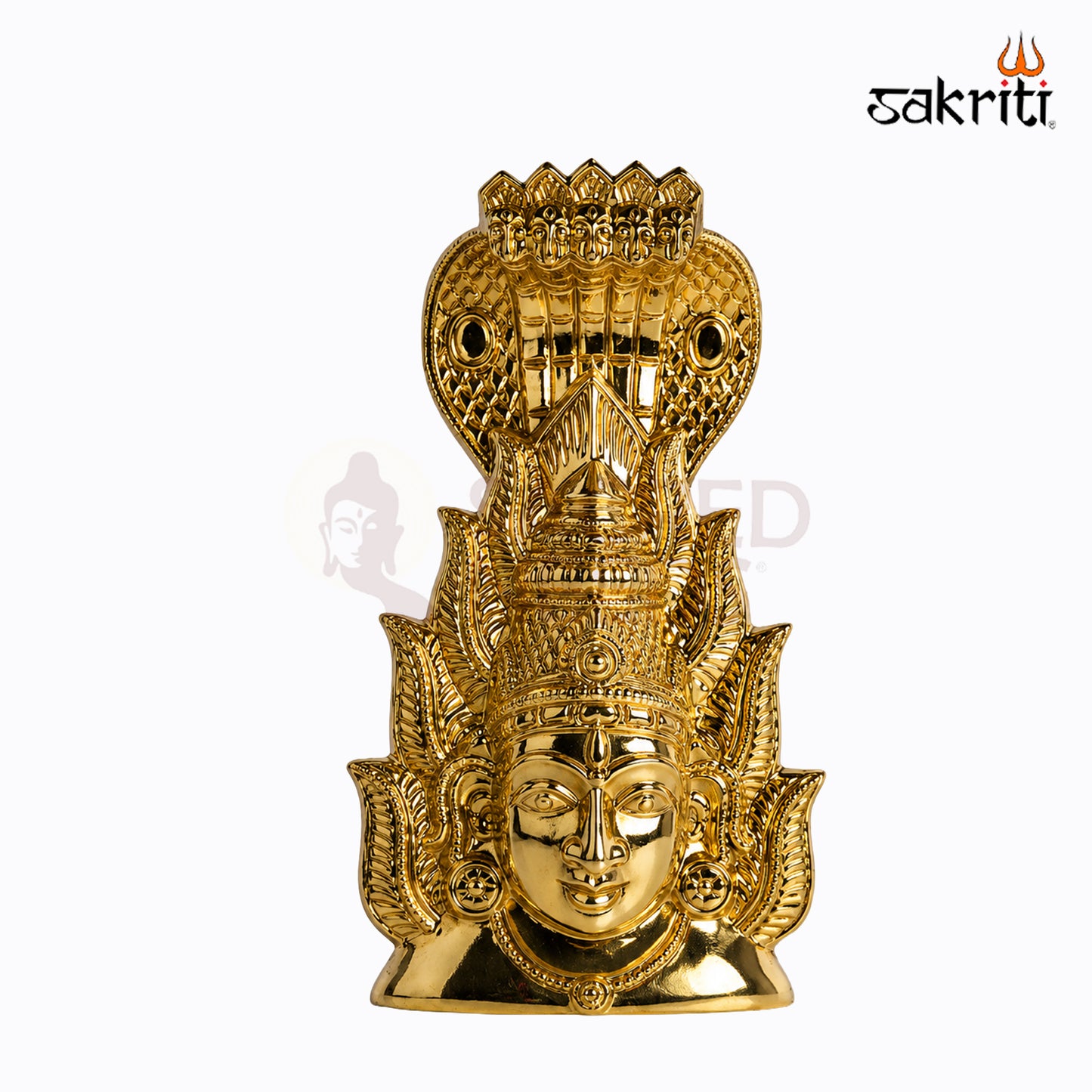 Sacred Needs Brass Karumari Amman Face Wall Mount – 15.7 Inch (39.9 cm) Height | Decorative Goddess Amman Face for Temple, Pooja Room & Spiritual Home Décor