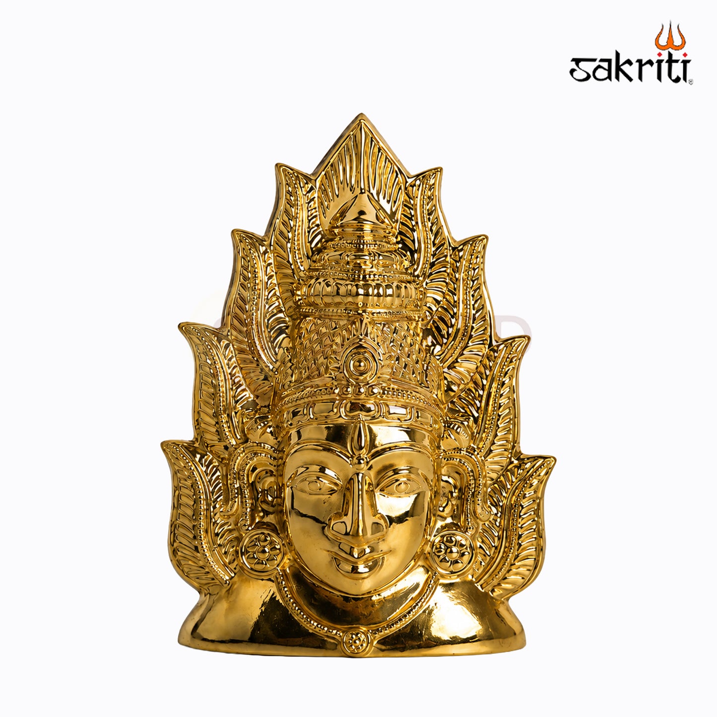 Sacred Needs Brass Amman Face Wall Mount – 12.2 Inch (31 cm) Height | Traditional Goddess Face Décor for Temple, Pooja Room & Home Wall Decoration