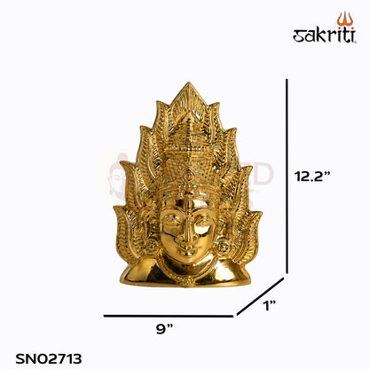 Sacred Needs Brass Amman Face Wall Mount – 12.2 Inch (31 cm) Height | Traditional Goddess Face Décor for Temple, Pooja Room & Home Wall Decoration