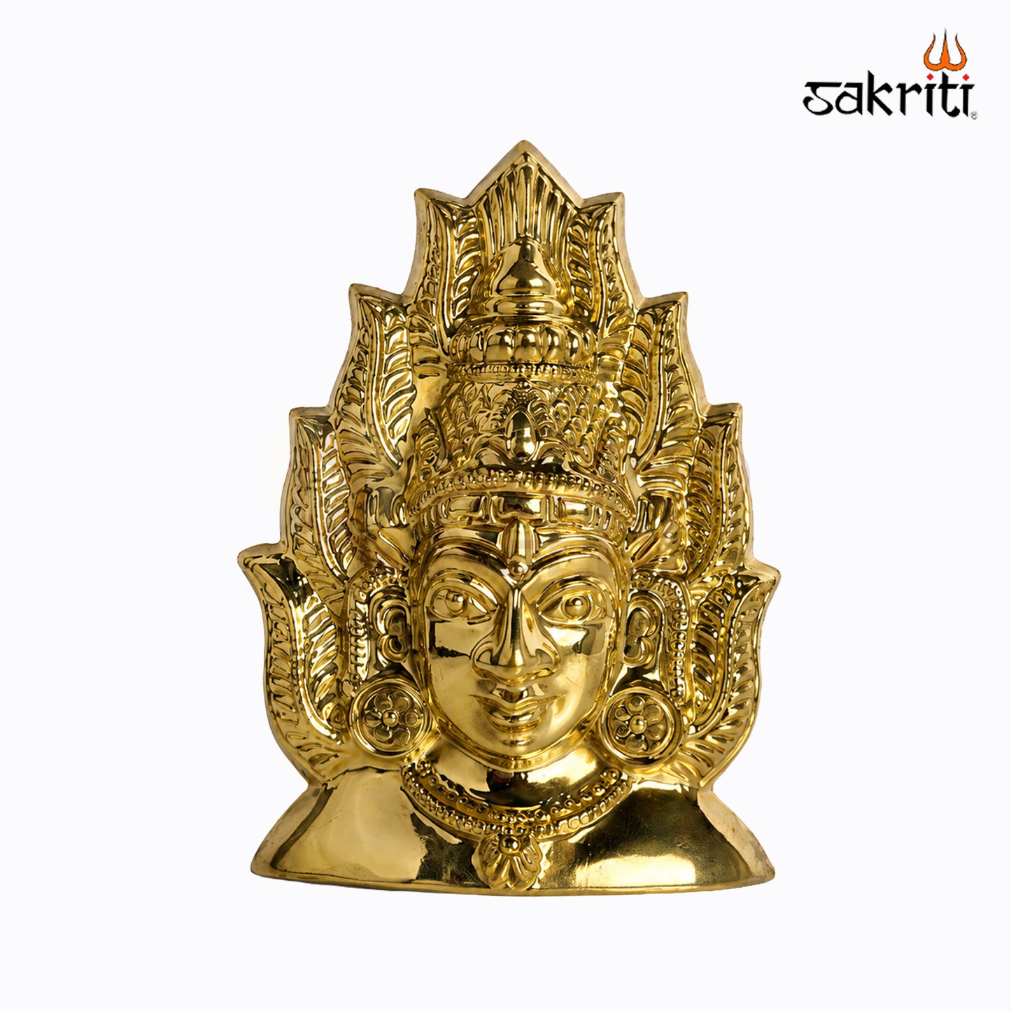 Sacred Needs Brass Amman Face Wall Hanging – 8.7 Inch (22.1 cm) Height | Decorative Goddess Face for Pooja Room, Temple & Spiritual Home Décor