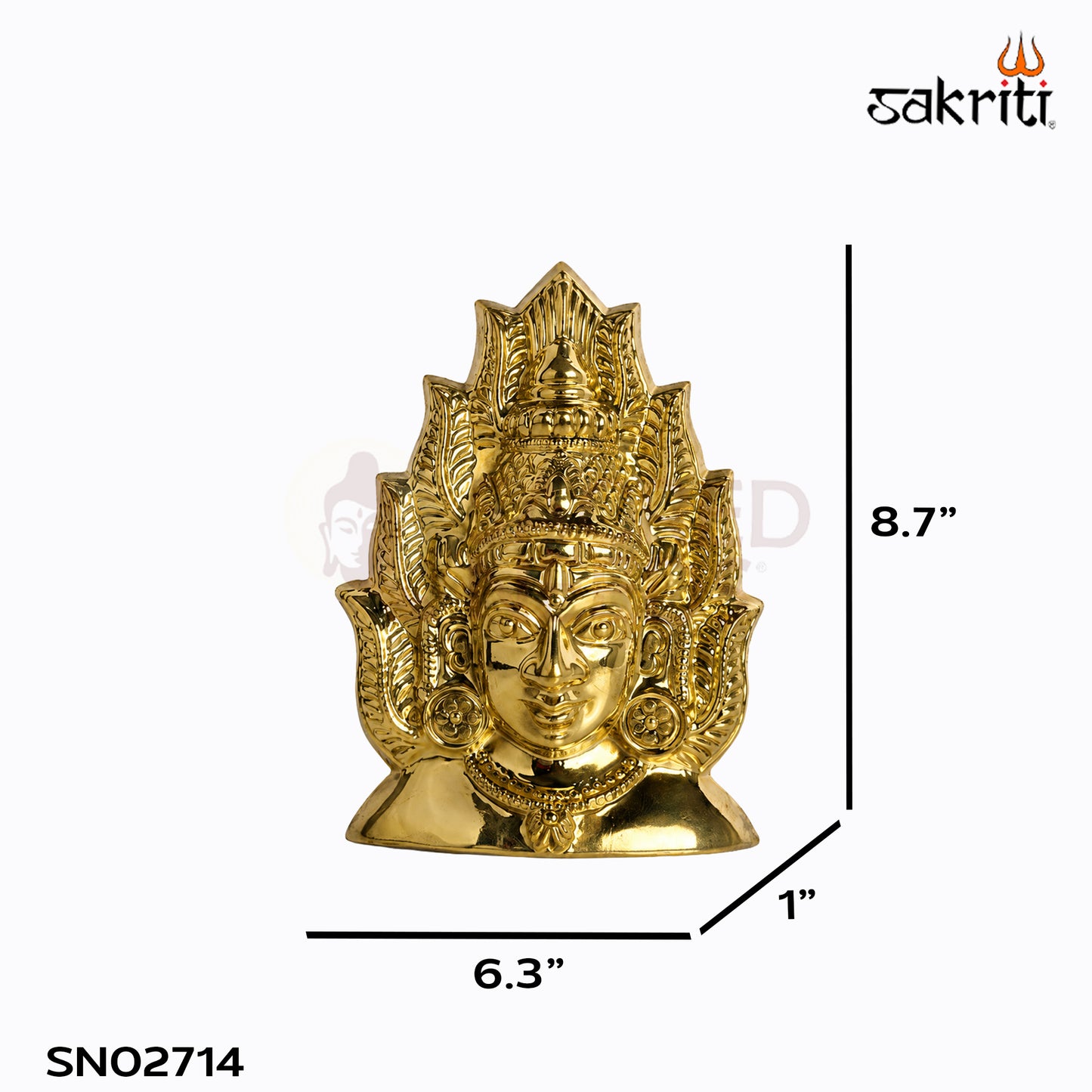 Sacred Needs Brass Amman Face Wall Hanging – 8.7 Inch (22.1 cm) Height | Decorative Goddess Face for Pooja Room, Temple & Spiritual Home Décor