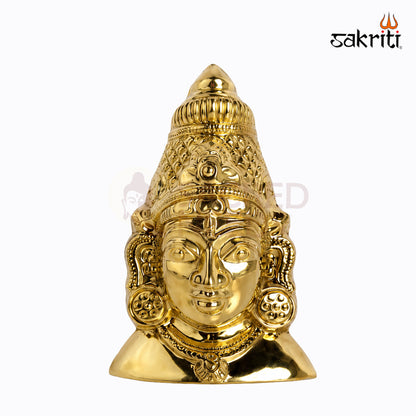 Sacred Needs Brass Amman Face Wall Hanging – 7.2 Inch (18.3 cm) Height | Decorative Goddess Face for Temple, Pooja Room & Home Décor