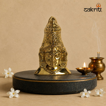 Sacred Needs Brass Amman Face Wall Décor – 5.1 Inch (13 cm) Height | Decorative Goddess Face Wall Mount for Pooja Room, Temple & Spiritual Home Décor