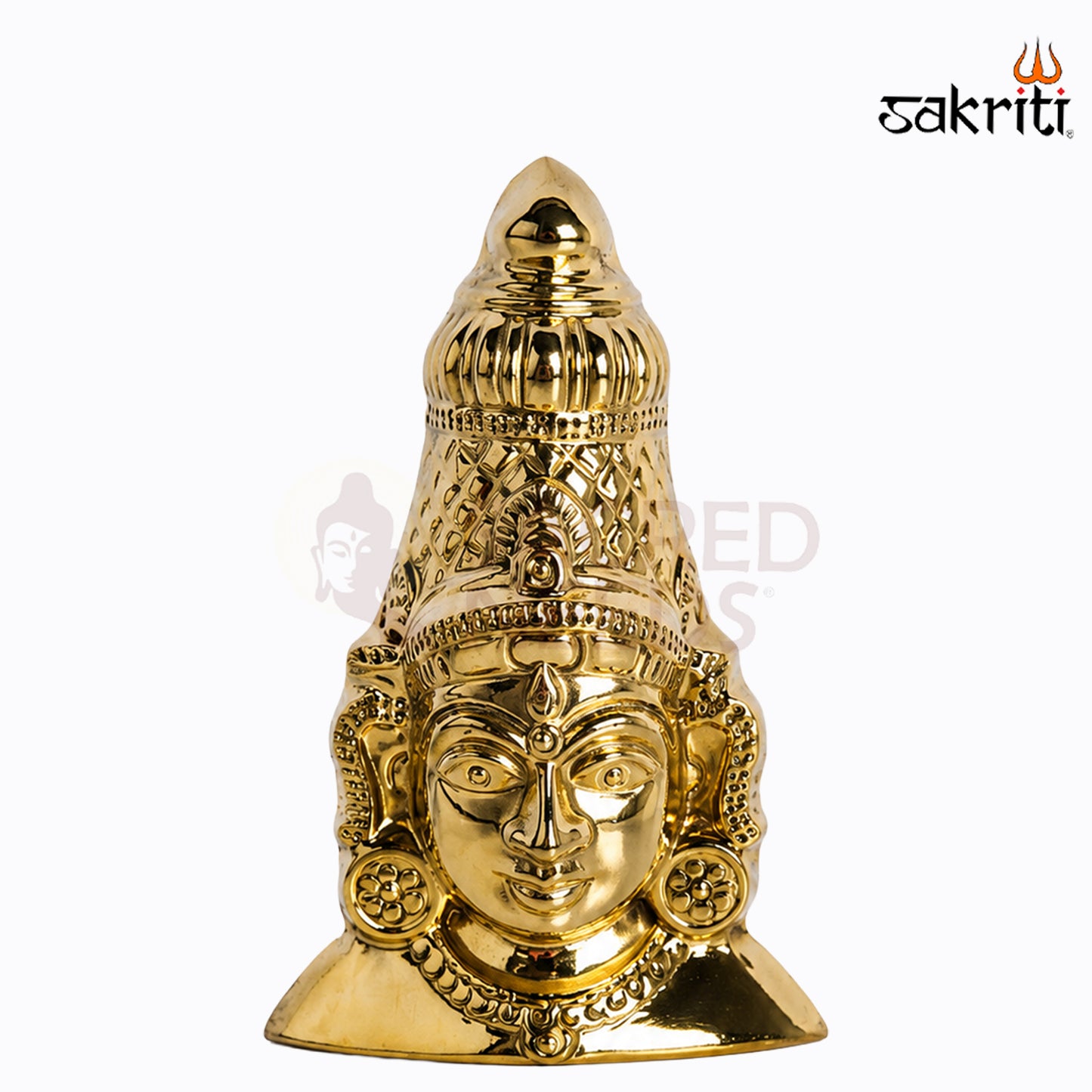 Sacred Needs Brass Amman Face Wall Décor – 5.1 Inch (13 cm) Height | Decorative Goddess Face Wall Mount for Pooja Room, Temple & Spiritual Home Décor