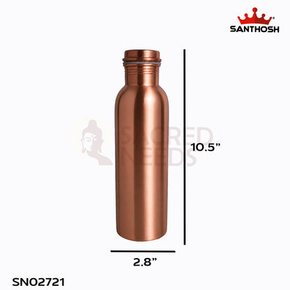 Sacred Needs Pure Copper Water Bottle – 10.5 Inch (26.7 cm) Height | Ayurvedic Copper Drinking Bottle for Healthy Water Storage & Daily Use