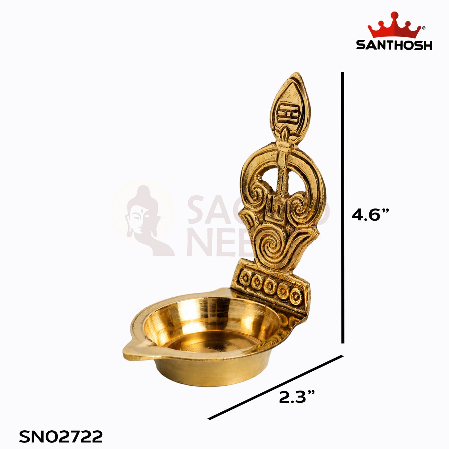 Sacred Needs Brass Tamil Om Vel Vilakku – 4.6 Inch (11.7 cm) Height | Traditional Brass Deepam Lamp for Pooja, Temple & Spiritual Décor