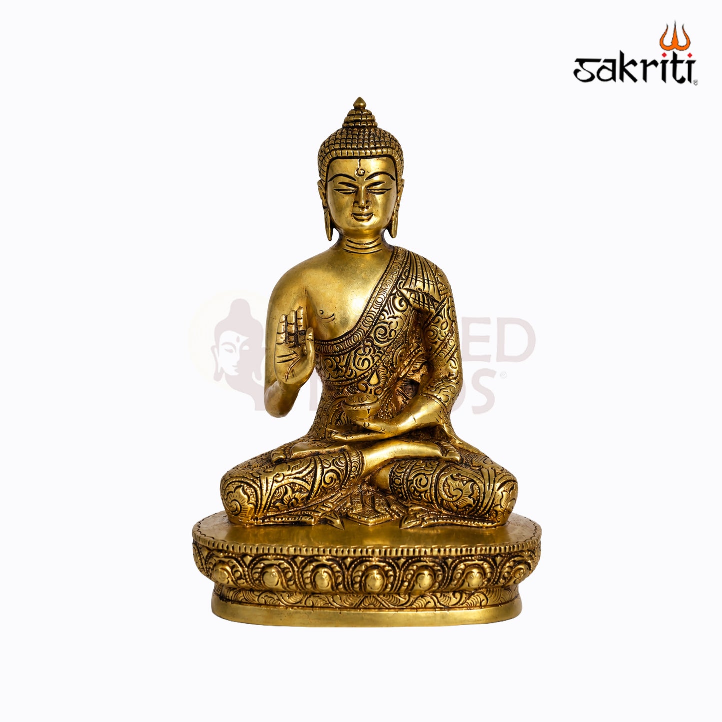 Sacred Needs Brass Buddha Idol – 8.5 Inch (21.6 cm) Height | Meditating Buddha Statue for Home Décor, Meditation & Spiritual Serenity