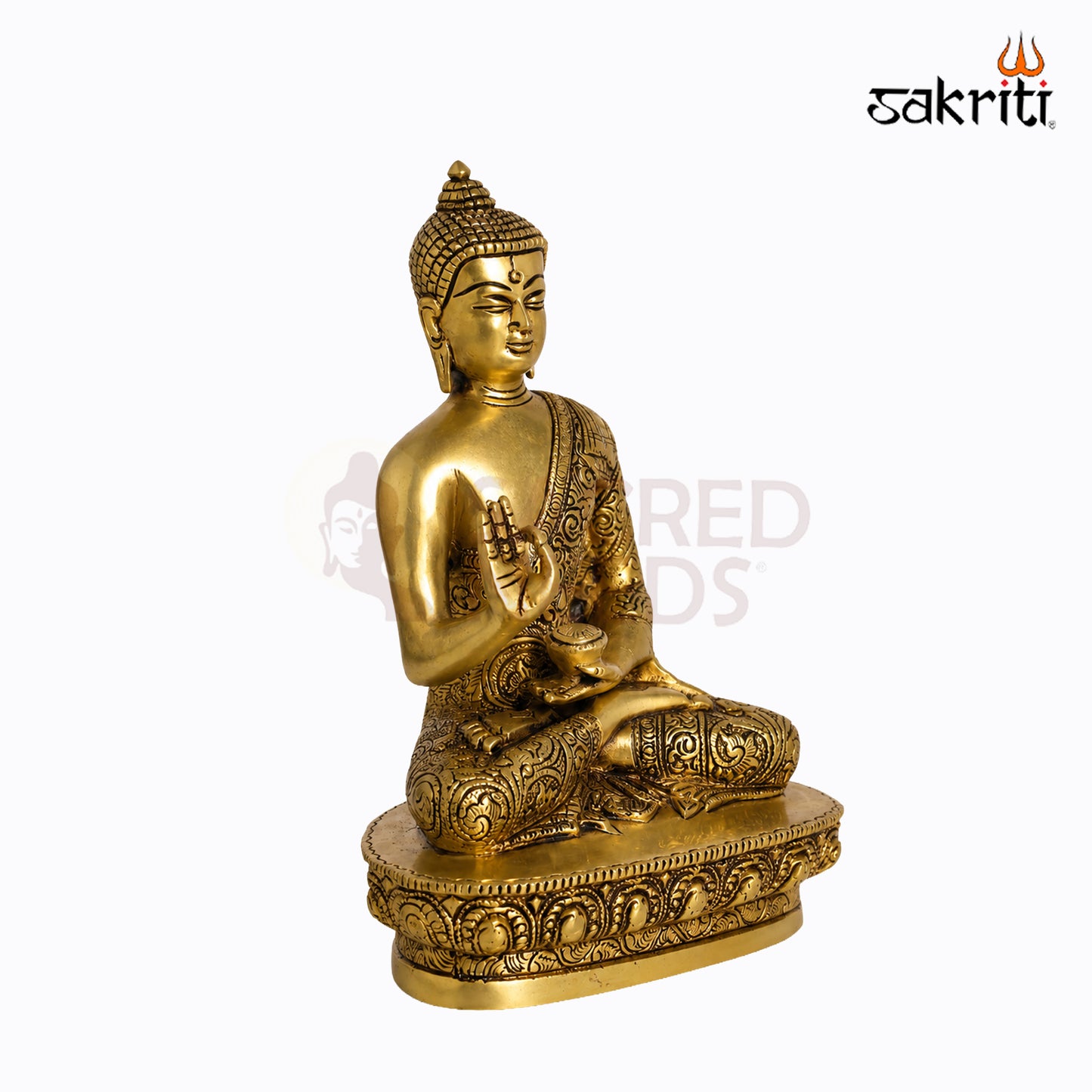 Sacred Needs Brass Buddha Idol – 8.5 Inch (21.6 cm) Height | Meditating Buddha Statue for Home Décor, Meditation & Spiritual Serenity