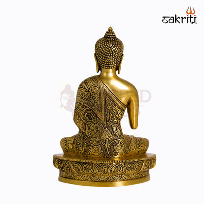 Sacred Needs Brass Buddha Idol – 8.5 Inch (21.6 cm) Height | Meditating Buddha Statue for Home Décor, Meditation & Spiritual Serenity