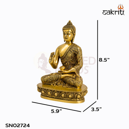 Sacred Needs Brass Buddha Idol – 8.5 Inch (21.6 cm) Height | Meditating Buddha Statue for Home Décor, Meditation & Spiritual Serenity