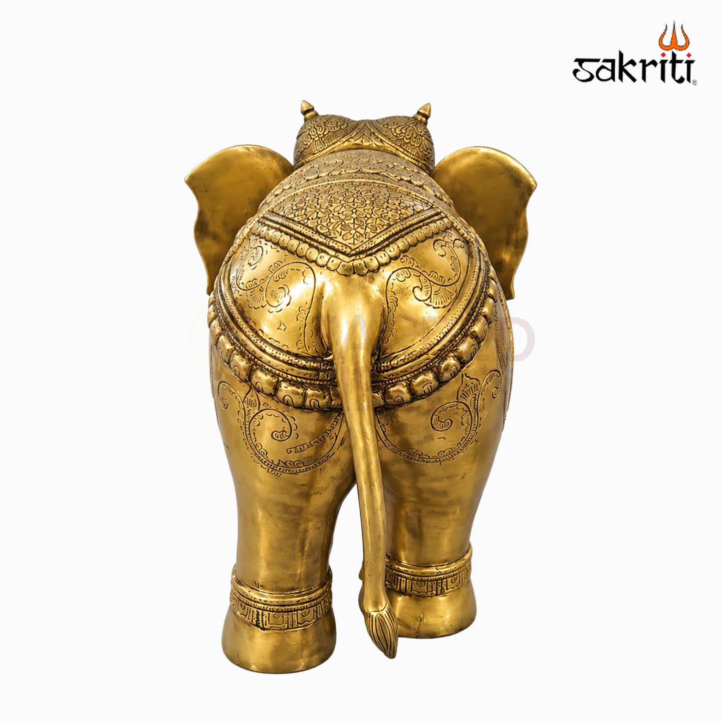 Sacred Needs Brass Elephant Statue – 15.5 Inch (39.4 cm) Height | Decorative Brass Elephant Idol for Home Décor, Entrance, Office & Traditional Interiors
