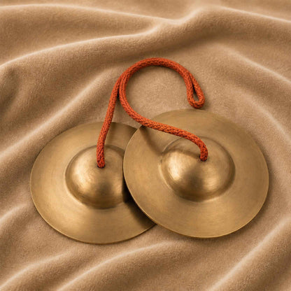 Sacred Needs Bronze Talam Manjira – 1.4 Inch (3.6 cm) Height | Traditional Bronze Hand Cymbals for Bhajans, Kirtans, Pooja & Temple Worship