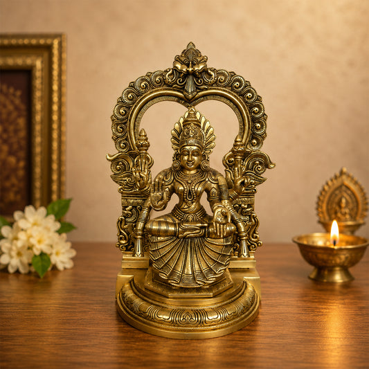 Sacred Needs Brass Padmavathi Thayar Idol with Arch – 18 Inch (45.7 cm) Height | Goddess Padmavathi Statue for Temple, Pooja Room, Home Altar & Spiritual Décor