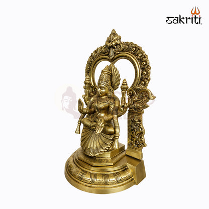Sacred Needs Brass Padmavathi Thayar Idol with Arch – 18 Inch (45.7 cm) Height | Goddess Padmavathi Statue for Temple, Pooja Room, Home Altar & Spiritual Décor