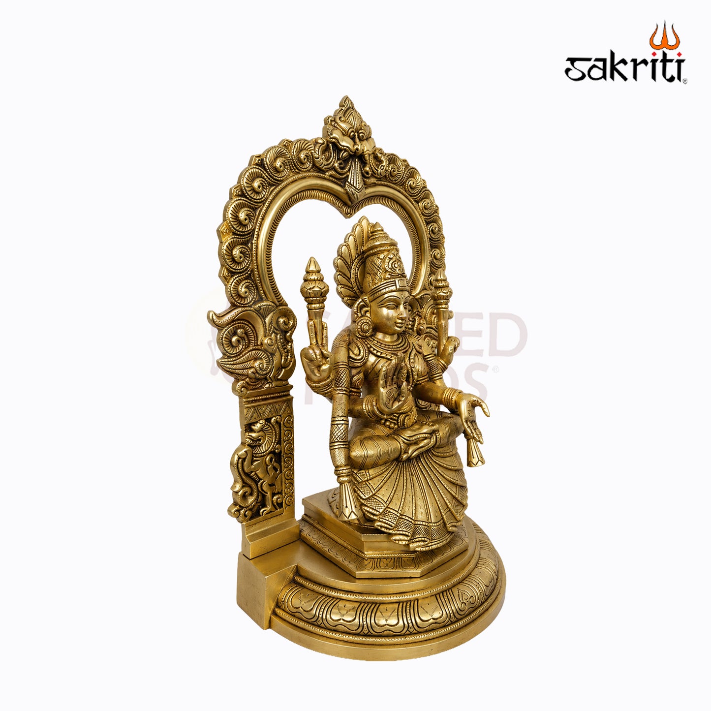 Sacred Needs Brass Padmavathi Thayar Idol with Arch – 18 Inch (45.7 cm) Height | Goddess Padmavathi Statue for Temple, Pooja Room, Home Altar & Spiritual Décor