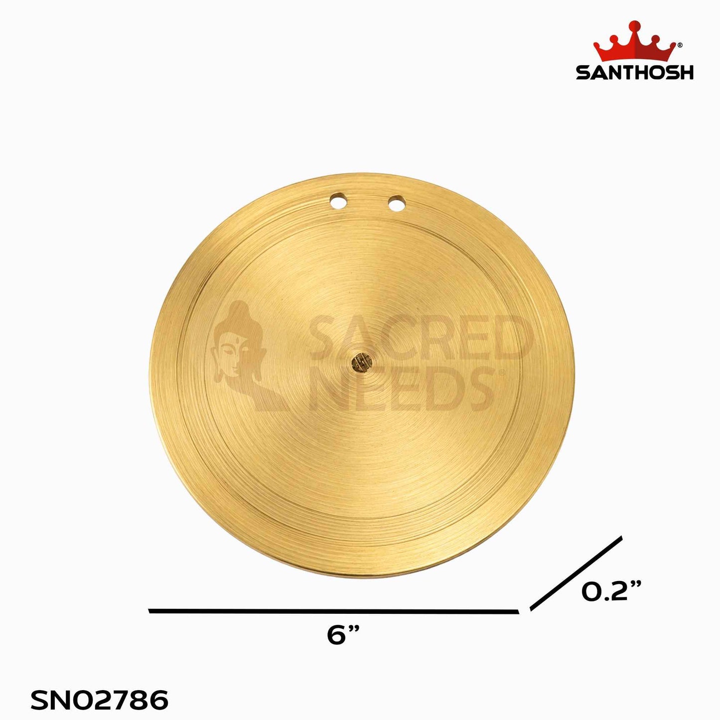 Sacred Needs Brass Segandi Danka – 6 Inch (15.2 cm) Length | Traditional Brass Temple Gong Instrument for Pooja, Aarti & Religious Rituals