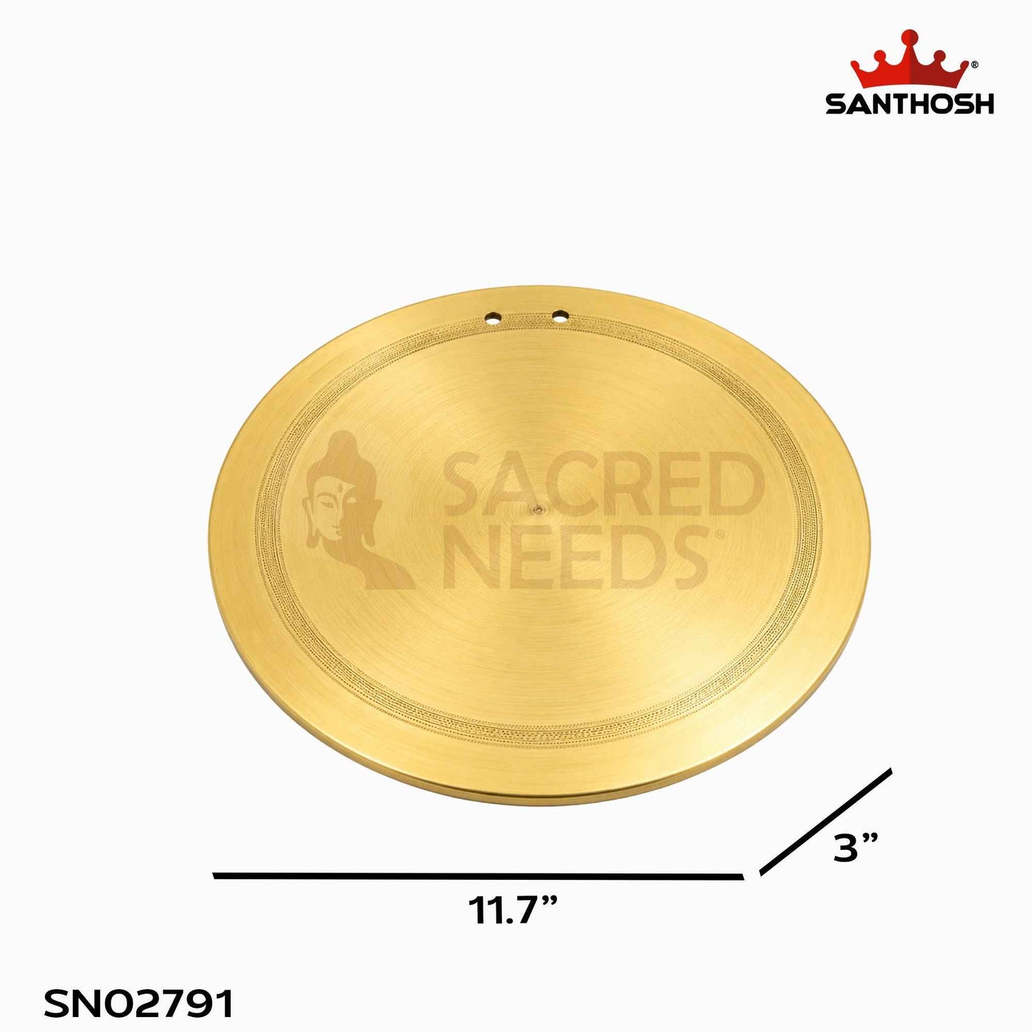 Sacred Needs Brass Segandi (Danka) – 11.7 Inch (29.7 cm) Length | Traditional Brass Temple Gong Instrument for Pooja, Rituals & Spiritual Ceremonies