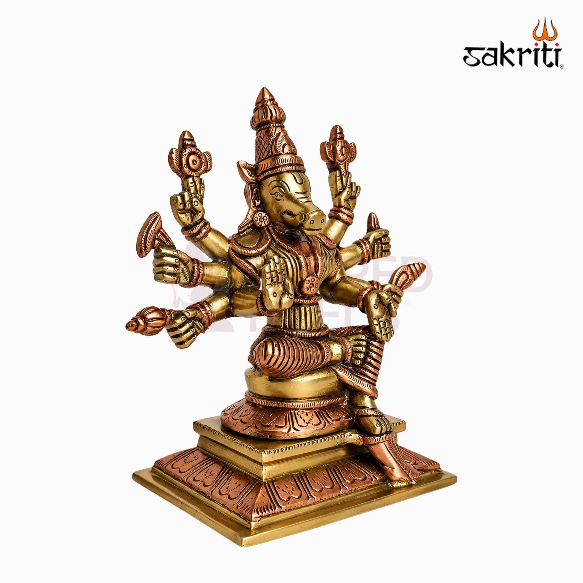 Sacred Needs Brass Varahi Idol – 6.5 Inch (16.5 cm) Height | Goddess Varahi Statue for Protection, Shakti Worship, Temple & Pooja Room Décor