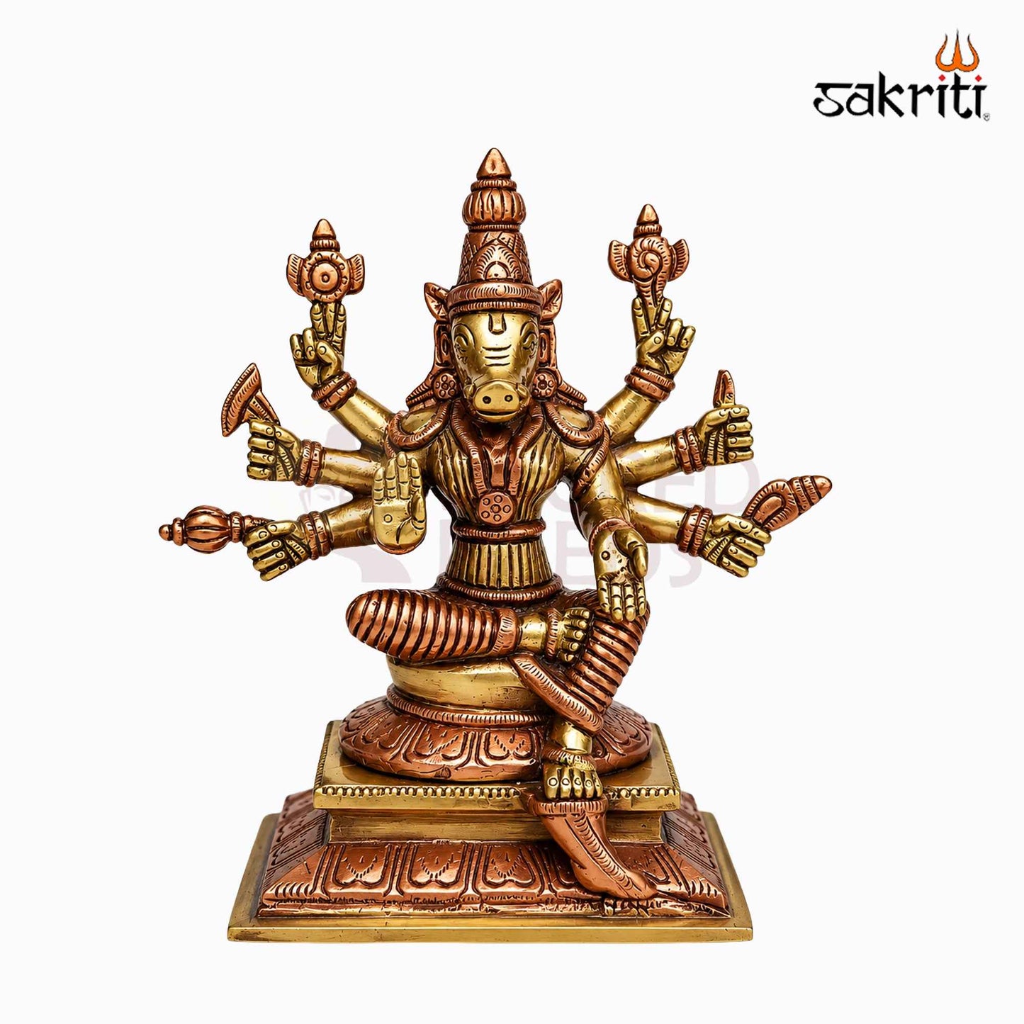 Sacred Needs Brass Varahi Idol – 6.5 Inch (16.5 cm) Height | Goddess Varahi Statue for Protection, Shakti Worship, Temple & Pooja Room Décor